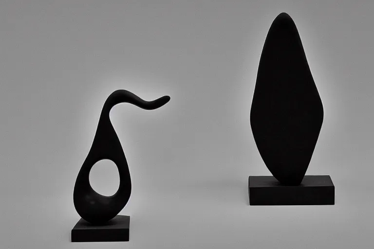 Prompt: a black and white photo of a sculpture, an abstract sculpture by jean arp and isamu noguchi, zbrush central, precisionism, henry moore, marble sculpture, biomorphic