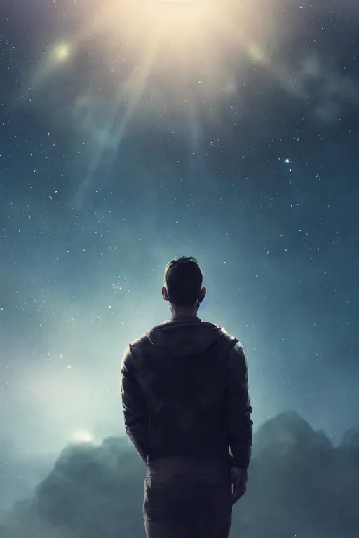 Prompt: a man stands looking over the edge of the known universe, dramatic lighting, cinematic, establishing shot, extremely high detail, foto realistic, cinematic lighting, post processed, concept art, high details, cinematic, 8k resolution, beautiful detailed, photorealistic, digital painting, artstation, concept art, smooth, sharp focus, artstation trending, octane render, unreal engine