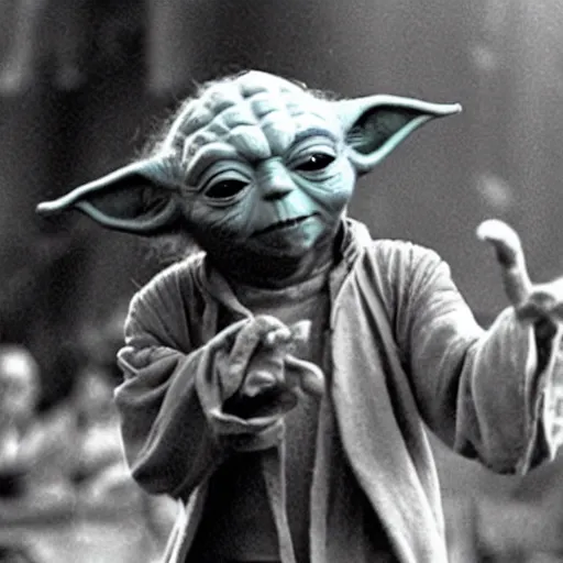 Image similar to yoda performing at woodstock