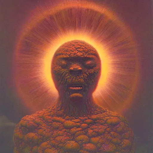 Image similar to sun monster by zdzisław beksiński