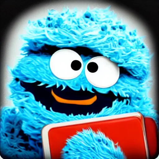 Prompt: cookie monster, dashcam - footage, serial killer