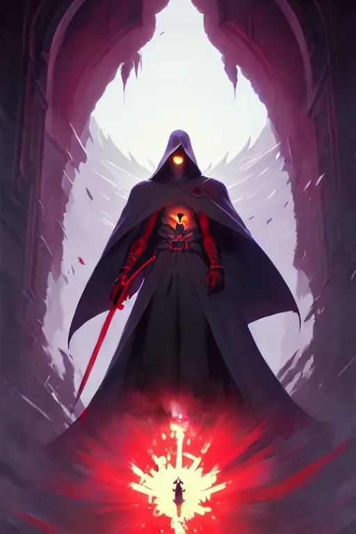 Prompt: video game cover, reaper dressed with a cape surrounded by demons, mid view, design on a white background, by studio muti, greg rutkowski makoto shinkai takashi takeuchi studio ghibli