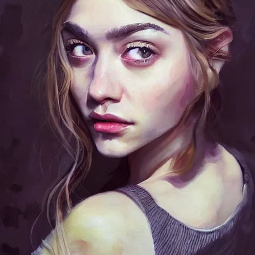 Image similar to a beautiful painting of imogen poots representative of the art style of artgerm and wlop and wes anderson and spike jonze