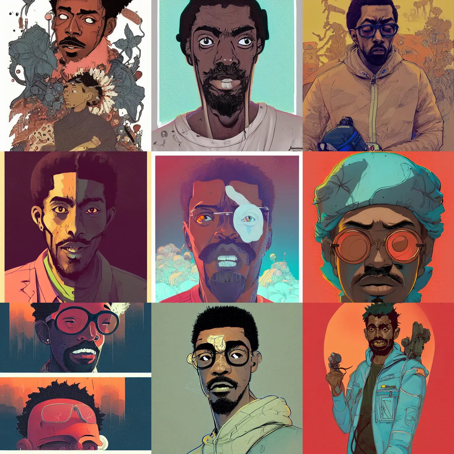 Prompt: a study of cell shaded portrait of Seu Jorge concept art, llustration, post grunge, concept art by josan gonzales and wlop, by james jean, Victo ngai, David Rubín, Mike Mignola, Laurie Greasley, highly detailed, sharp focus, alien, Trending on Artstation, HQ, deviantart, art by artgem