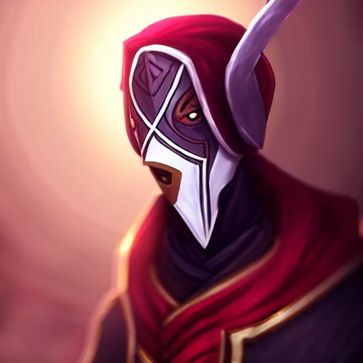 Image similar to Epic portrait of Jhin (league of legends), drinking tea.digital art on artstation