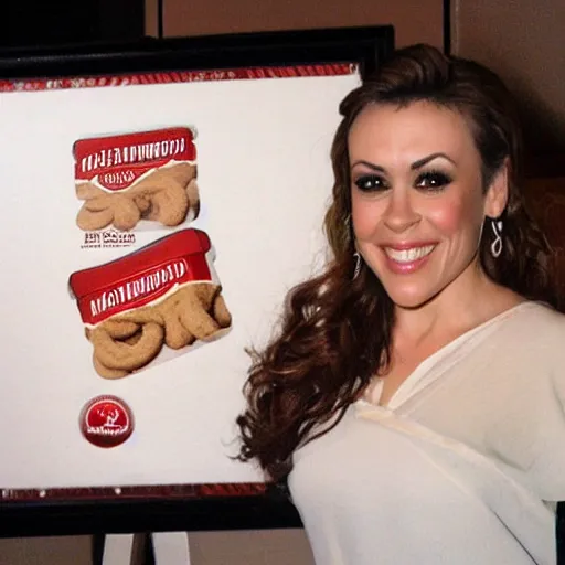 Image similar to alyssa milano advertising milano cookies!!!!!!, concept art, detailed,