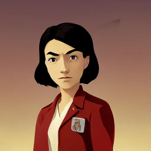 Image similar to face icon stylized minimalist young communist revolutionary leader nadezhda konstantinovna krupskaya, loftis, cory behance hd by jesper ejsing, by rhads, makoto shinkai and lois van baarle, ilya kuvshinov, rossdraws global illumination