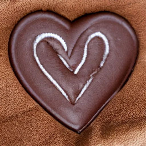 Image similar to a heart shaped brown yorkshire dog in the shape of a heart, chocolate