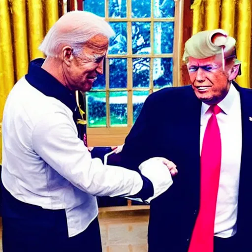 Image similar to “Anime Joe Biden locking swords with anime Donald Trump”