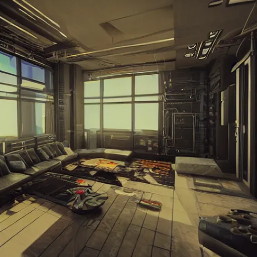 Prompt: Cyberpunk appartment interior, unreal engine