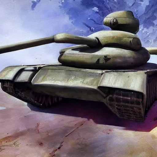 Prompt: a beautiful complex painting of a futuristic tank