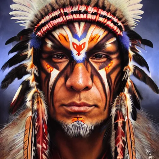 Image similar to a native american shaman with an a shaman mask, wearing an eagle feather outfit, shaman, apache, dakota, cherokee, navajo, lumbee, puebloans, by alex gray and android jones, karol bak, ilya golitsyn, ayami kojima, amano, black panther, moebius, concept art, character design, fantasy, 3 d, 8 k resolution