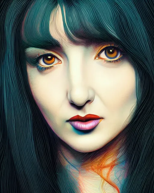 Image similar to richly detailed color illustration young kate bush illustrated by artgerm and mina petrovic and timothy kong and marina federovna. 3 d shadowing