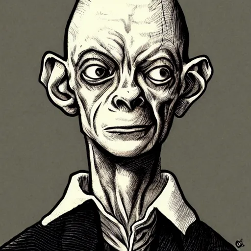 Prompt: portrait of gollum as napoleon by becky cloonan
