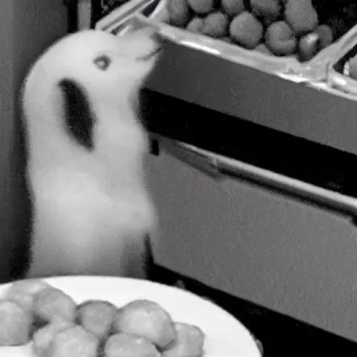 Image similar to cctv footage of ghost eating my gnocchis