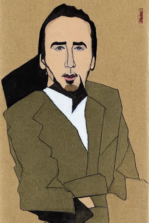 Image similar to Portrait of Nicholas Cage in Ikebana style