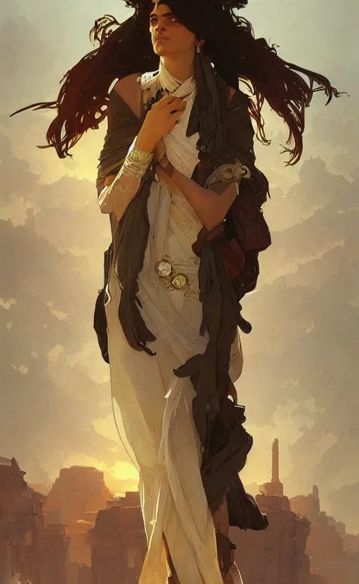 Image similar to a personification of the country jordan, highly detailed, digital painting, artstation, concept art, sharp focus, illustration, art by greg rutkowski and alphonse mucha