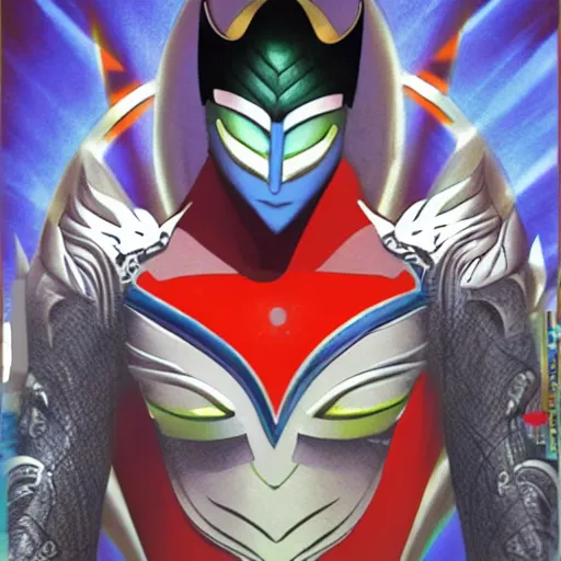 Image similar to new ultraman design called bodhisatva, photorealistic with poster