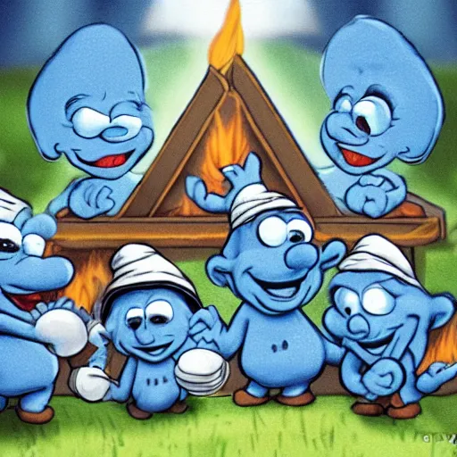 Prompt: smurf funeral