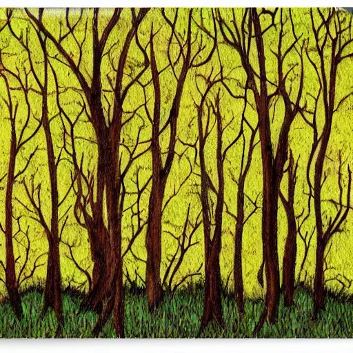 Prompt: trees in forest flat 2 d art atey ghalian