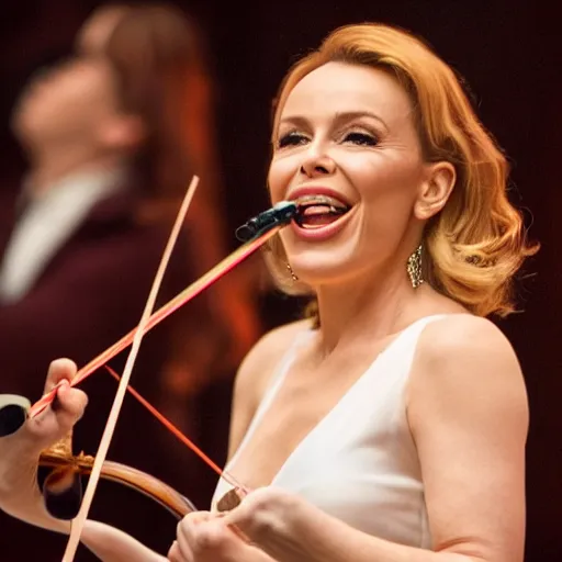 Prompt: kylie minogue playing the violin