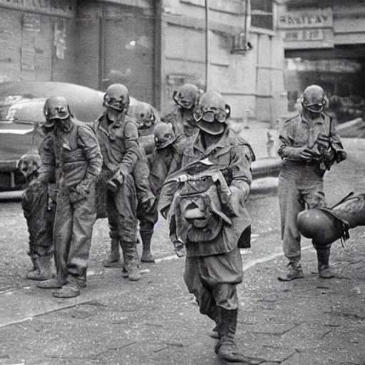 Image similar to alien invasion, world war 2, old photograph