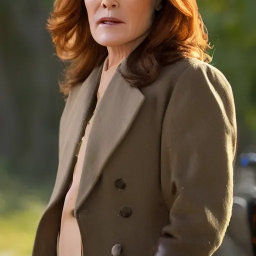 Image similar to mary mcdonnell as catlyn stark golden hour cinematic