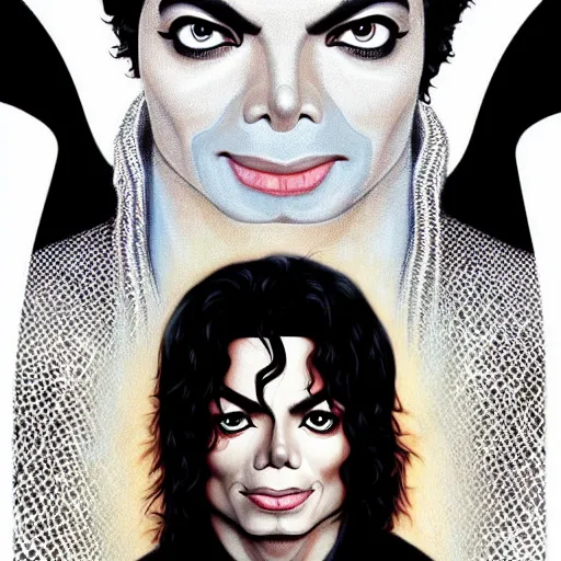 Image similar to michael jackson as saint. facial features, symmetrical anatomy, hyperdetailed, coloured comic, baroque, pop punk art style, fantasy, body features, posse features, without duplication, art by artgerm and ilya kuvshinov and vinicius gud and gustavo zambelli, intricate.