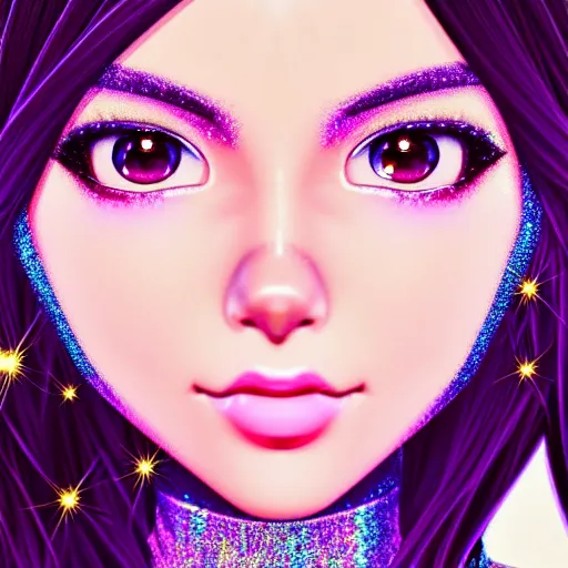 Image similar to close up portrait of a cute victoria justice glitter diamonds by range murata new type magazine uhd 8 k depth of field sharply crisply 3 d digital manga art complimentary coloring radiantly greatly artistic ultraly trending on pinterest winner of illustrator award