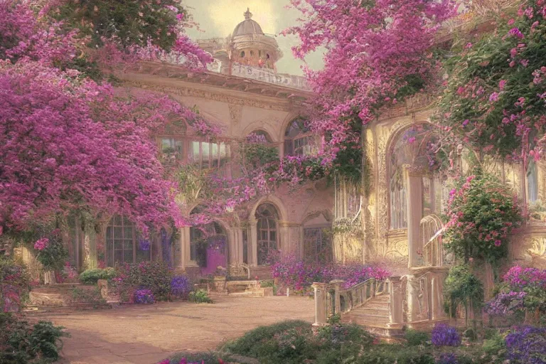 Prompt: a beautiful picture of room in full bloom, palace ， a thom yorke with pretty details face,, by mendoza, larry elmore, donato giancola and thomas kinkade, trending on artstation