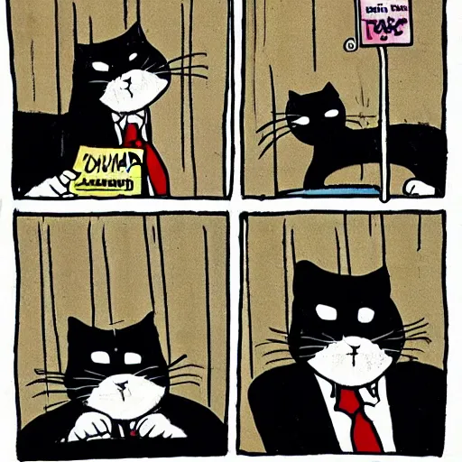 Image similar to donald trump as a cat in the comic maus by art spiegelman