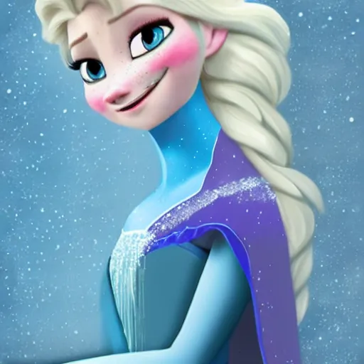 Prompt: Elsa from Frozen as real cute girl photorealistic style riding on snow unicorn