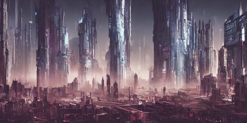 Image similar to gothic city of the future cyberpunk style