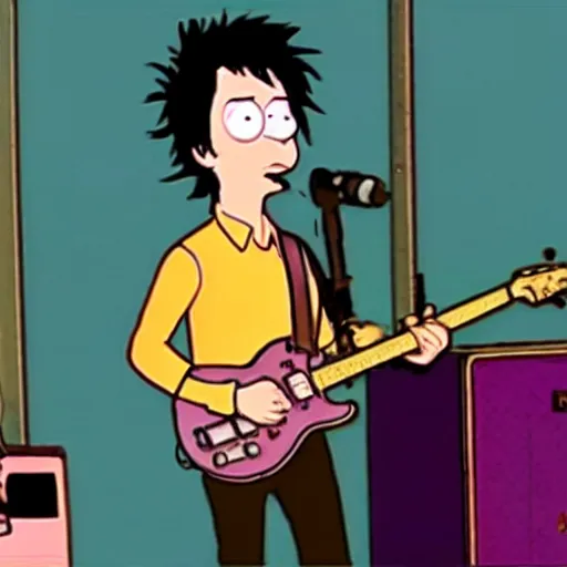 Image similar to a screenshot of Billie Joe Armstrong in Family Guy, low quality, vhs quality,