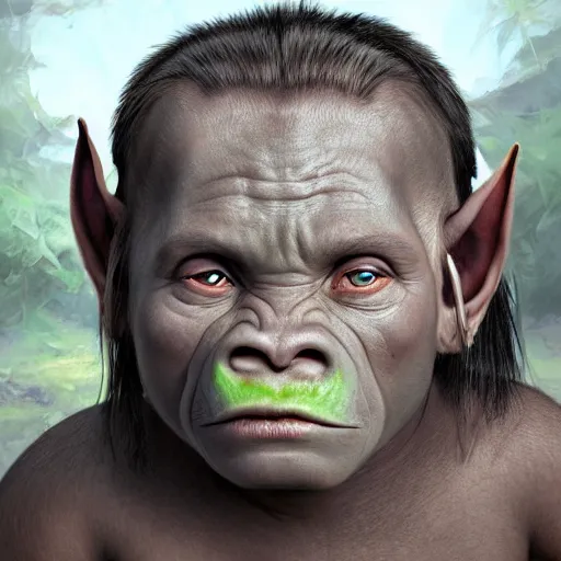 Image similar to a detailed portrait of a child orc boy, fantasy art illustration, incredibly highly detailed and realistic, 8 k, sharp focus