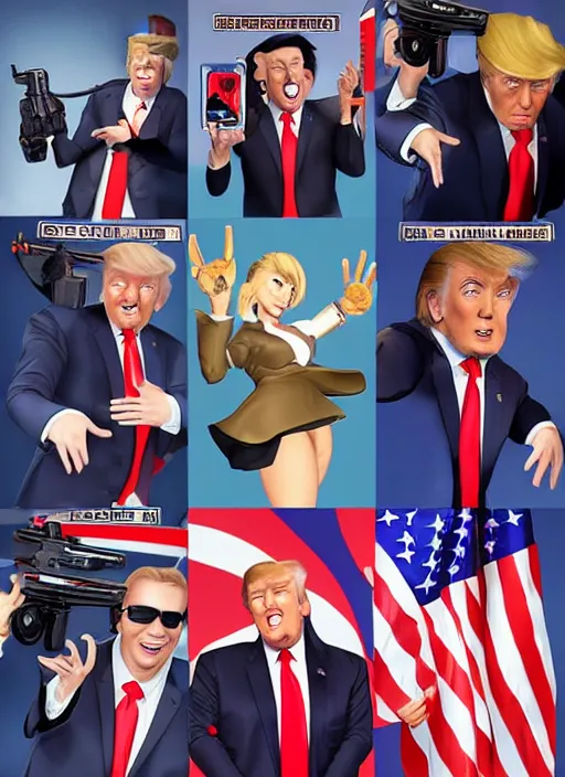 Image similar to donald trump as overwatch character instagram photo shoot