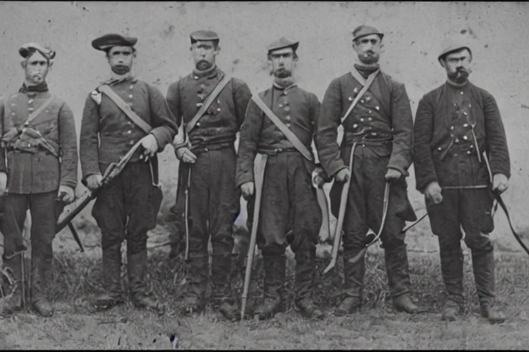 Image similar to a civil war era photo of soldiers and werewolves