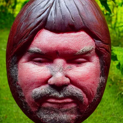 Image similar to matt berry with a watermelon carved like matt berry's face for a head, wide shot, photo realistic, realistic lighting, realistic shadows