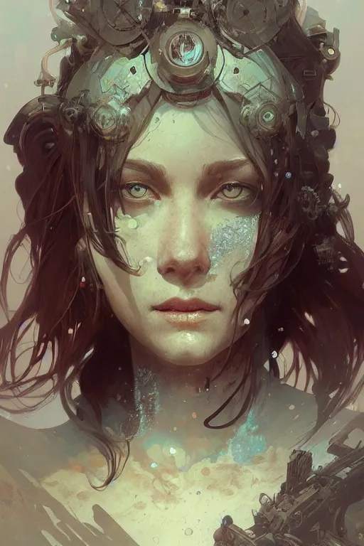 Image similar to A full portrait of a beautiful post apocalyptic offworld cryodreamer, intricate, elegant, highly detailed, digital painting, artstation, concept art, smooth, sharp focus, illustration, art by Krenz Cushart and Artem Demura and alphonse mucha