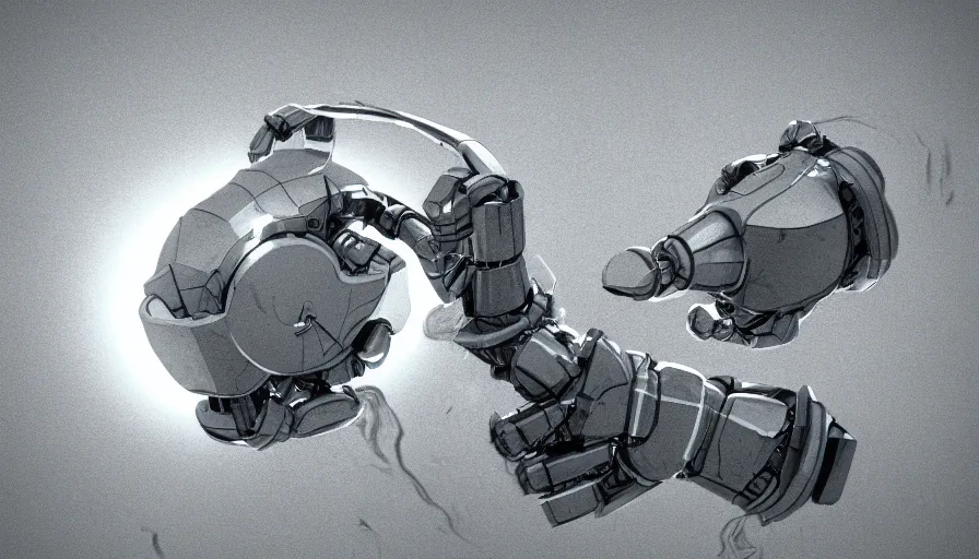 Image similar to robot, water, sun, pencil sketch, 3 d render