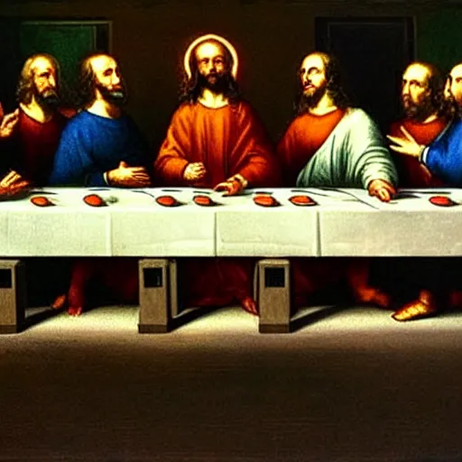 Image similar to us presidents in the last supper painting