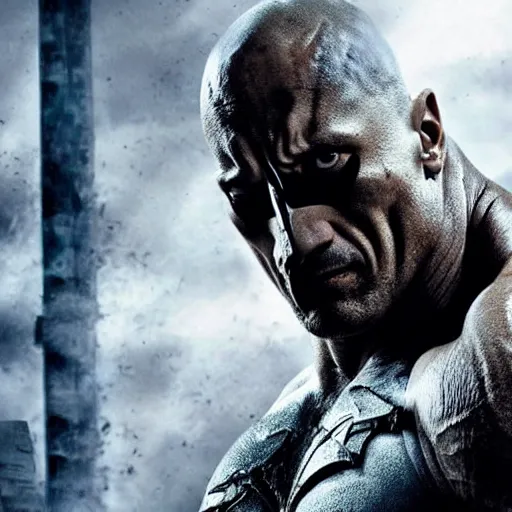 Image similar to Dwayne Johnson playing Bane in Batman