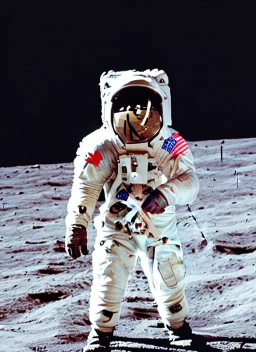 Image similar to portrait of John f Kennedy as an astronaut on the moon