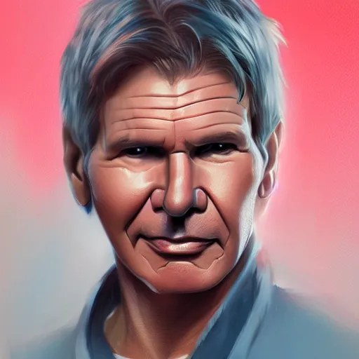 Prompt: super super super cute Harrison Ford, kawaii realistic portrait, by isabelle staub, by shin min jeong, by RossDraws, trending on artstation