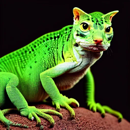 Image similar to a lizzard - cat - hybrid, animal photography