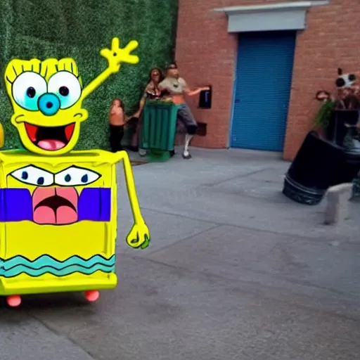 Prompt: spongebob in real life