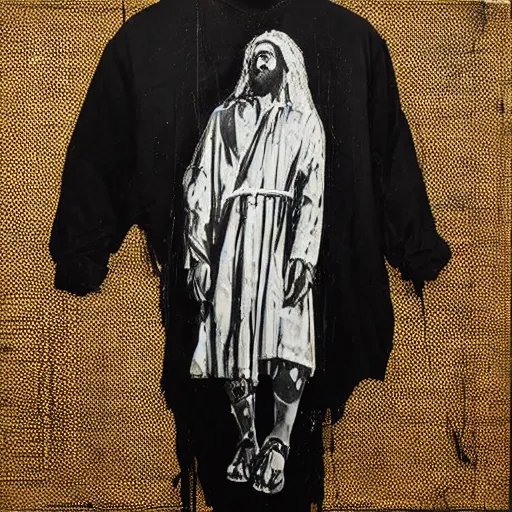 Image similar to jesus in virgil abloh streetwear by nicola samori, off - white style
