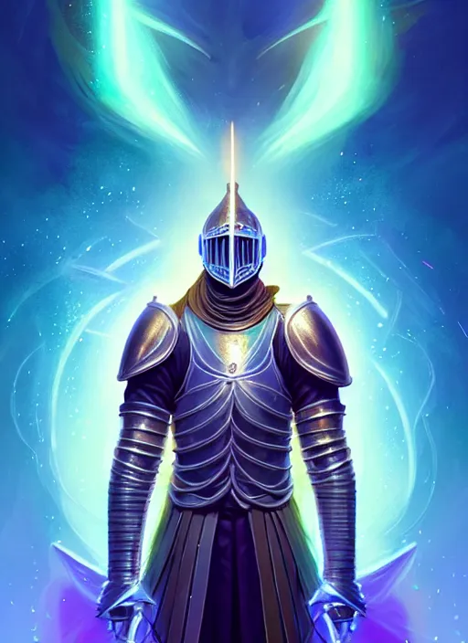 Prompt: a male knight faceless glowing liquefied stardust adventurer, dnd fantasy character, full body portrait, glowing neon skin, magical aura, ultra realistic, intricate, elegant, highly detailed, digital painting, artstation, smooth, sharp, focus, illustration, art by artgerm and greg rutkowski and alphonse mucha and dan mumford, sacred geometry