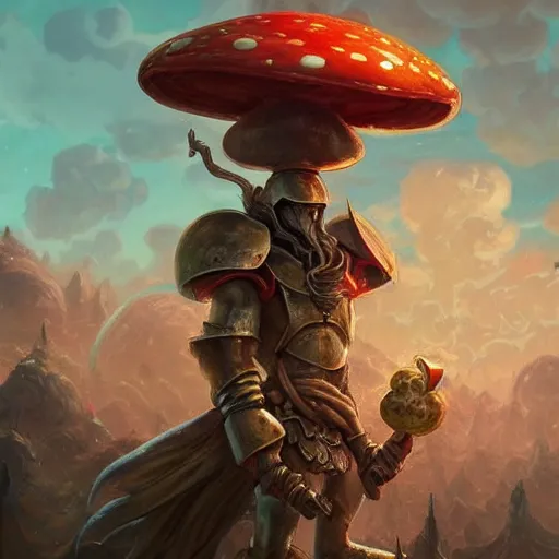 Prompt: Luigi made of earth and molten metal with heavy knight armor in the style of anime by Peter Mohrbacher, Matte painting of mushroom kingdom in background, hundreds of red and white spotted mushrooms in distance anime trending on artstation, HD, 4k,