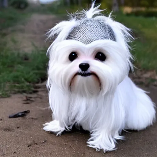 Image similar to cute little anthropomorphic maltese terrier like a gandalf the white